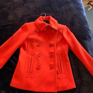 Like new orange J. Crew pea coat size 4